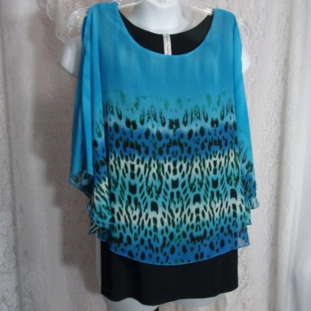 Perception Conception Blouse with Lining Blue Print Size M